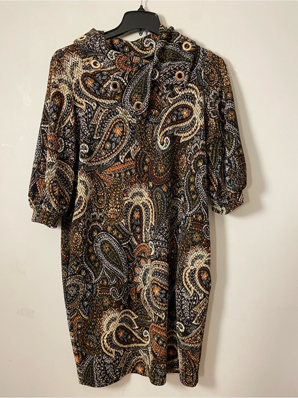 Vintage Joseph Ribkoff Paisley velvet Shift Dress in Multi-Color with pockets